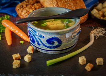Warm Vegetable Broth with Fresh Ingredients