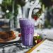 Purple Smoothie on a Clear Drinking Glass