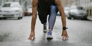 A Woman Getting Ready to Run