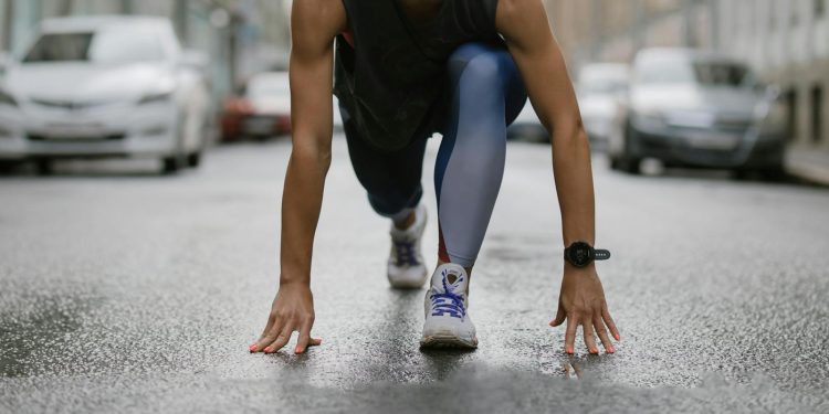 A Woman Getting Ready to Run