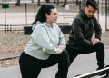 couple, exercise, park