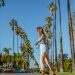 A Woman Roller Skating