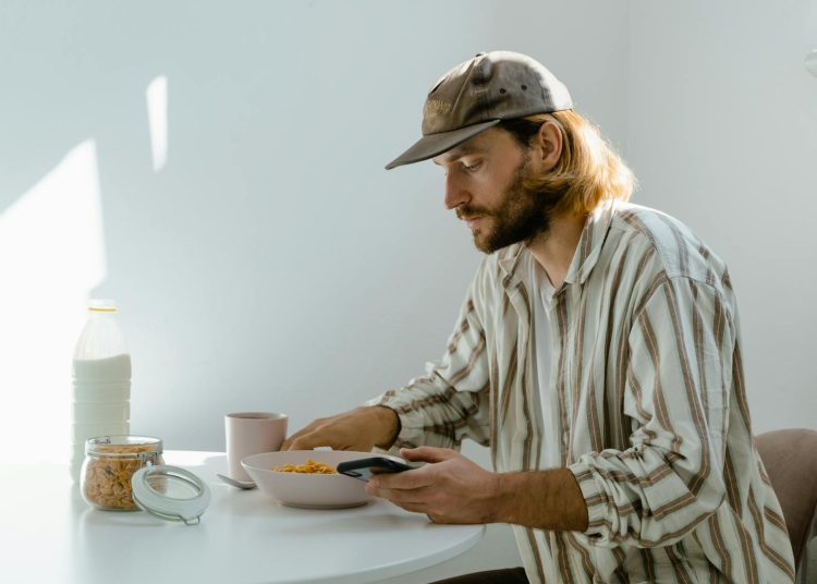 Man Eating Breakfast