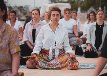 women, group meditation, yoga
